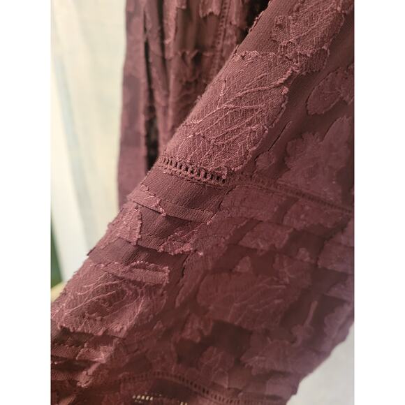 J Jill Purple Small Petite Lace Peasant Boho Old Money Textured Floral Blouse‎ - Picture 3 of 5